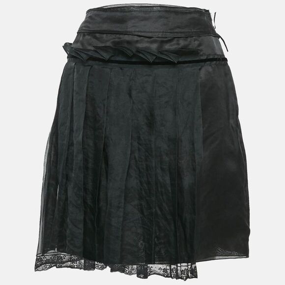 Dolce & Gabbana Black Crepe Pleated Mini Skirt L